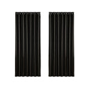 2X Blockout Curtains Blackout Window Curtain Eyelet Black Shine