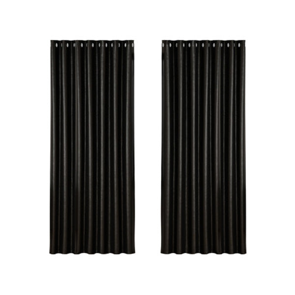 2X Blockout Curtains Blackout Window Curtain Eyelet Black Shine