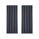 2X Charcoal Blockout Curtains Blackout Window Curtain Eyelet
