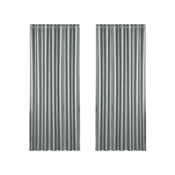 2X Blockout Curtains Blackout Window Curtain Eyelet Grey Shine