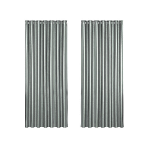 2X Blockout Curtains Blackout Window Curtain Eyelet Grey Shine