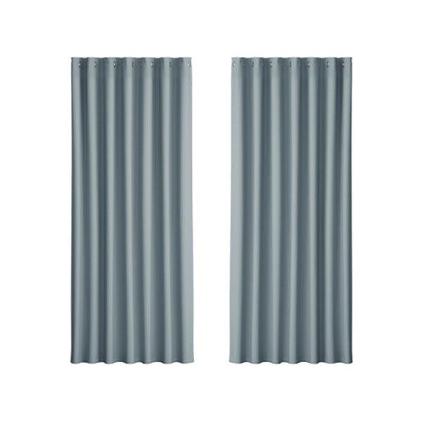 2X Blockout Curtains Blackout Window Curtain Eyelet Grey