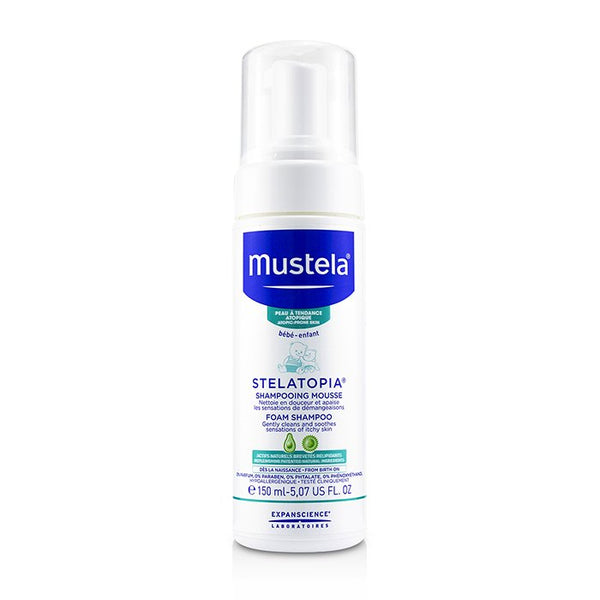 Mustela Stelatopia Foam Shampoo Gently Cleans And Soothes Sensations Of Itchy Skin 150Ml