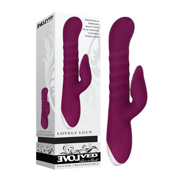 24 Cm Evolved Lovely Lucy Rechargeable Rabbit Vibrator Burgundy Red