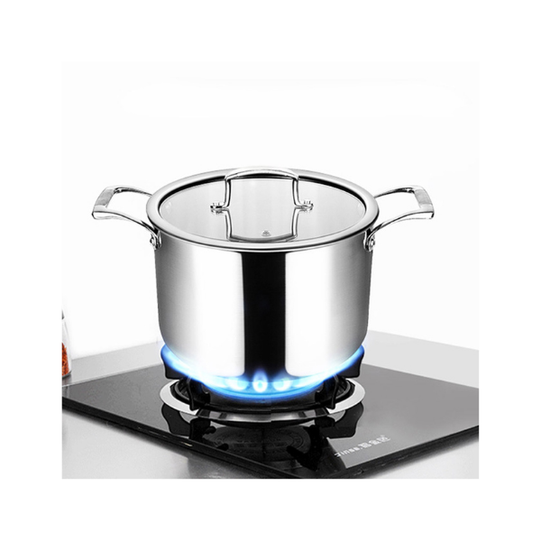 24Cm Stainless Steel Soup Pot With Glass Lid