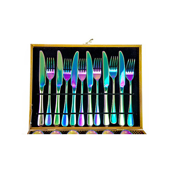 24Pcs Rainbow Stainless Steel Cutlery Set