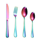 24 Pieces Kitchen Cutlery Set 410 Stainless Steel Rainbow Finished