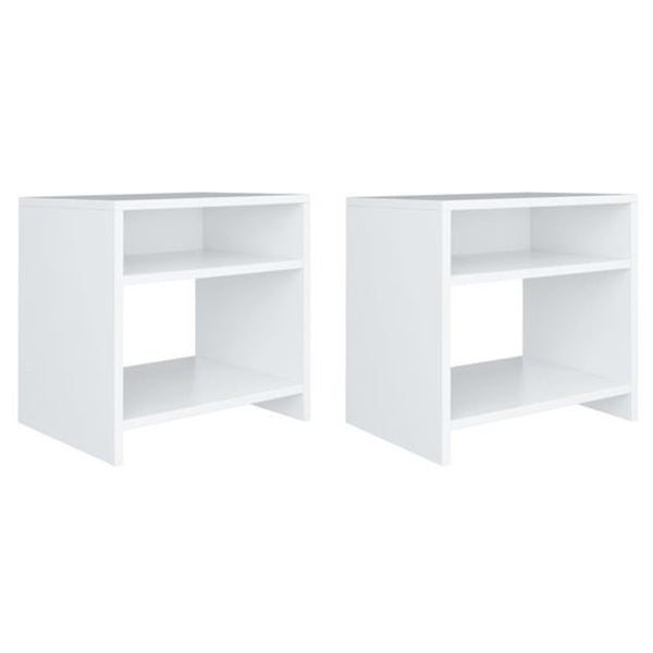 2 Pieces White Chipboard 40x30x40cm Bedside Cabinets