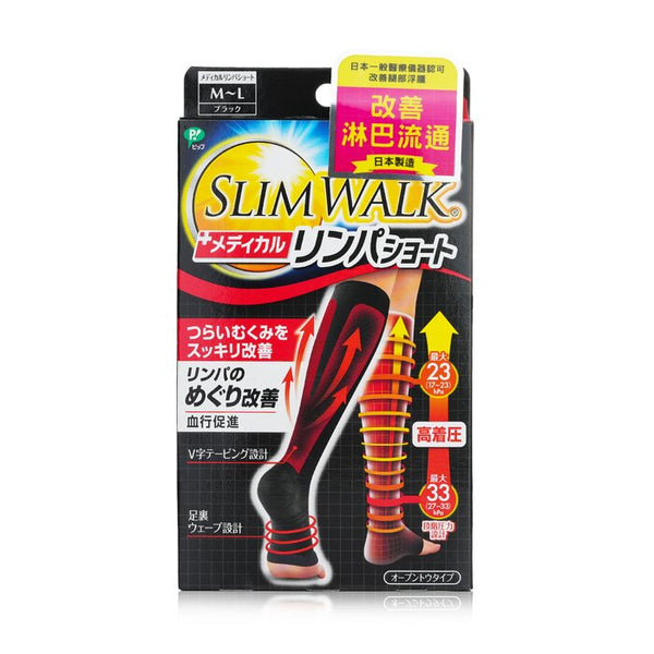 Slimwalk Compression Medical Lymphatic Open Toe Socks Short Type Black Size M To L 1Pair