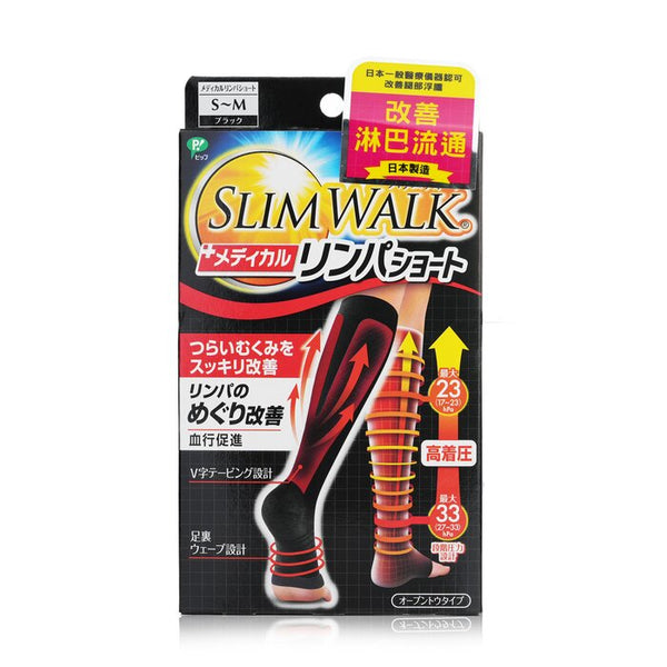 Slimwalk Compression Medical Lymphatic Open Toe Socks Short Type Black Size S To M 1Pair