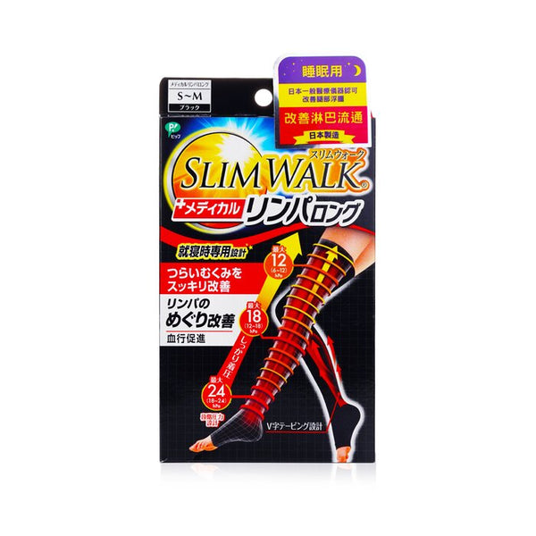 Slimwalk Medical Lymphatic Compression Socks Long Type Black Size S To M 1Pair