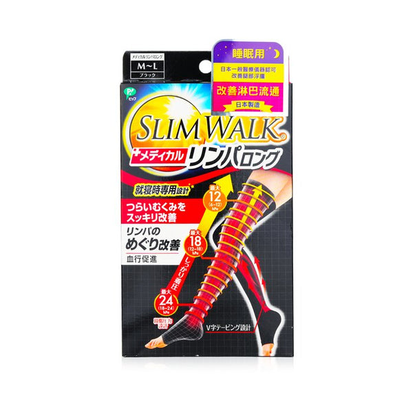 Slimwalk Medical Lymphatic Compression Socks Long Type Black Size M To L 1Pair
