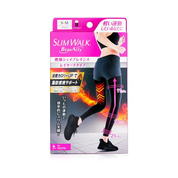 Slimwalk Compression Leggings With Taping Function For Sports Black Size S To M 1Pair