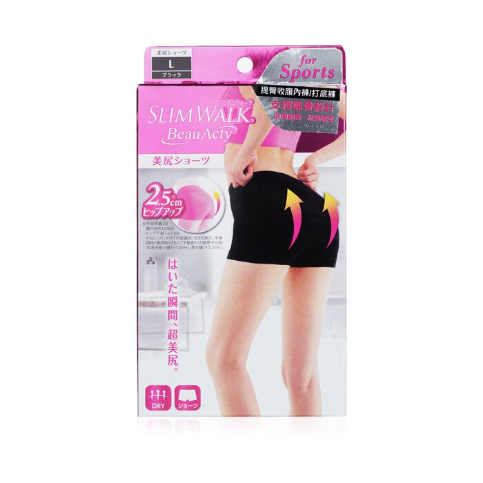 Slimwalk Buttocks Shorts For Sports Black Size L 1Pair