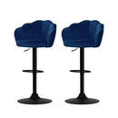 2 Bar Kitchen Stool Swivel Chair Gas Lift Velvet Chairs Blue Nessah