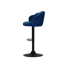 2 Bar Kitchen Stool Swivel Chair Gas Lift Velvet Chairs Blue Nessah