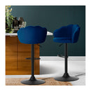 2 Bar Kitchen Stool Swivel Chair Gas Lift Velvet Chairs Blue Nessah