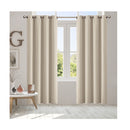 2 Blockout Curtains Panels 3 Layers Eyelet Room Darkening Beige