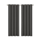 2 Blockout Curtains Panels 3 Layers Eyelet Room Darkening Charcoal