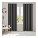 2 Blockout Curtains Panels 3 Layers Eyelet Room Darkening Charcoal