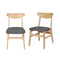 2 Dining Chair Kitchen Table Natural Wood Linen Fabric