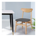 2 Dining Chair Kitchen Table Natural Wood Linen Fabric