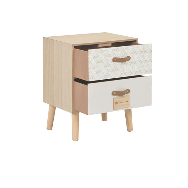 2 Drawers Bedside Cabinet Solid Pinewood