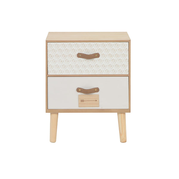 2 Drawers Bedside Cabinet Solid Pinewood