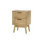 2 Drawers Bedside Tables Rattan Nightstand Storage Cabinet