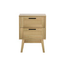 2 Drawers Bedside Tables Rattan Nightstand Storage Cabinet