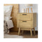 2 Drawers Bedside Tables Rattan Nightstand Storage Cabinet