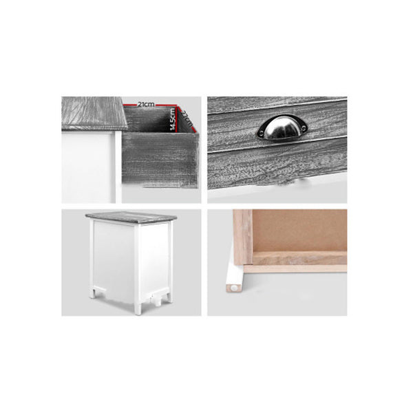 2 Drawers Storage Cabinet Bedroom Side Grey
