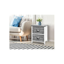 2 Drawers Storage Cabinet Bedroom Side Grey