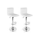 2 Gas Lift Bar Stools Swivel Chairs Leather Chrome White