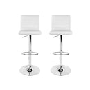 2 Gas Lift Bar Stools Swivel Chairs Leather Chrome White