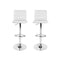 2 Gas Lift Bar Stools Swivel Chairs Leather Chrome White