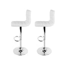 2 Gas Lift Bar Stools Swivel Chairs Leather Chrome White