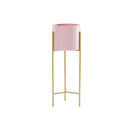 2 Layer 42Cm Gold Metal Plant Stand With Pink Flower Pot Holder