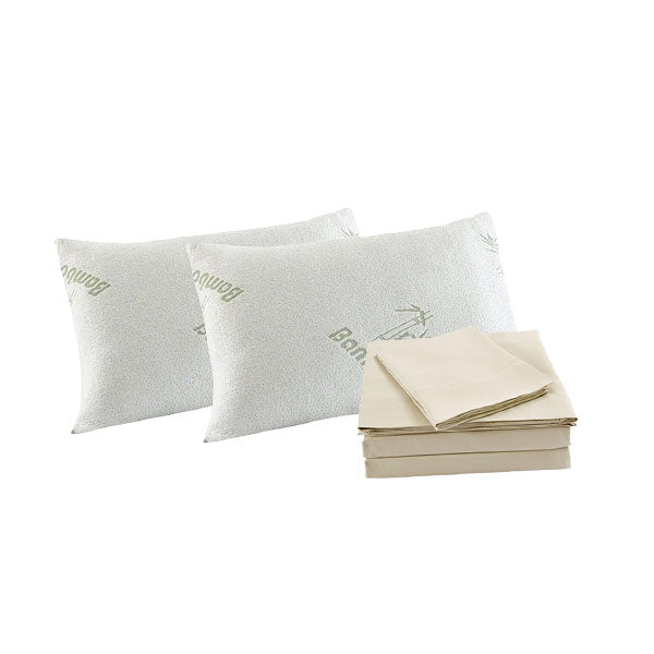 2 Pack Bamboo Blend Sheet Set 1000Tc And Bamboo Pillows Ultra Soft King