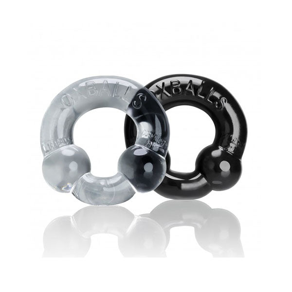 2 Pack Ultraballs Cockring Black And Clear