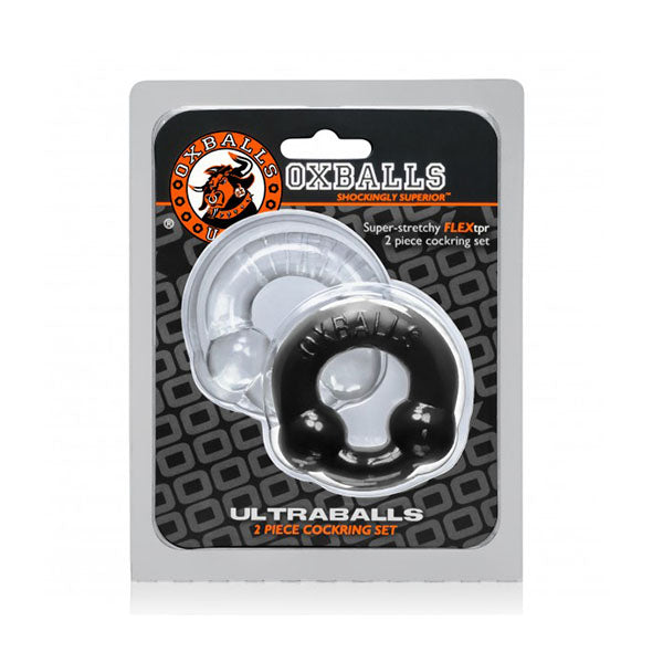 2 Pack Ultraballs Cockring Black And Clear