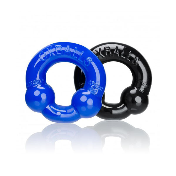 2 Pack Ultraballs Cockring Black And Police Blue