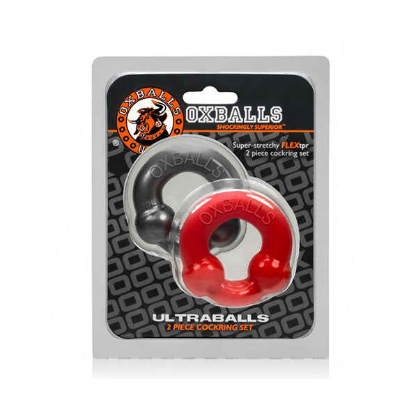2 Pack Ultraballs Cockring Steel And Red