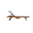 2Pc Sun Lounge Wooden Outdoor Furniture Day Bed Wheel Patio White