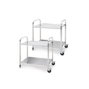 2 Pcs 2 Tier Stainless Steel Kitchen Trolley Utility Round Small