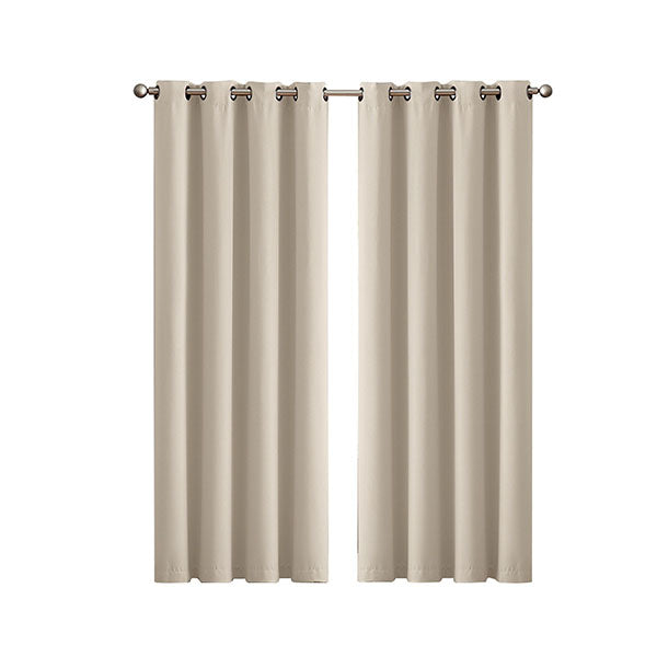 2 Pcs 3 Layers Eyelet Blockout Curtains Room Darkening