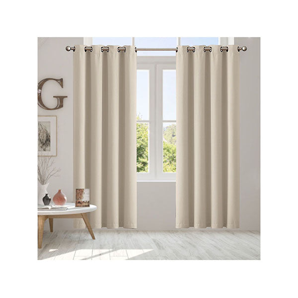 2 Pcs 3 Layers Eyelet Blockout Curtains Room Darkening