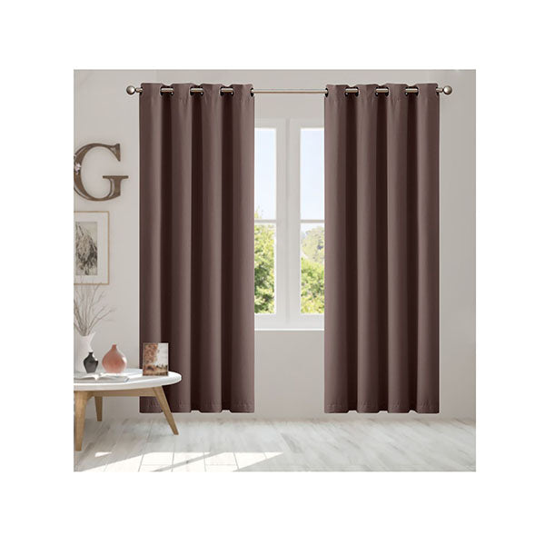 2 Pcs 3 Layers Eyelet Blockout Curtains Room Darkening