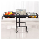 2Pcs 3 Tier Steel Black Adjustable Kitchen Cart Multi Functional