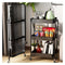 2Pcs 3 Tier Steel Black Foldable Kitchen Cart Multi Functional Shelves
